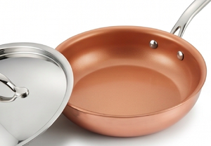 Copper Sauce <b>Pan</b> With Glass Lid Stainless Steel <b>Handle</b> Modern Design Heat Resistant For Gas Use And Induction Use - Product Image 5