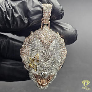 Collar con Colgante de Cara de Animal Personalizado en Plata de Ley 925 con Diamantes Cultivados en Laboratorio Totalmente Cubiertos de Diamantes - Product Image 4