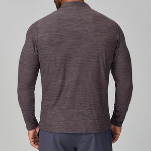 <b>Men's</b> Long Sleeve Half Zip Pullover Stand Collar <b>Henley</b> <b>Shirt</b> Sporty Maroon Athletic Top - Product Image 2