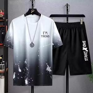 Ensemble T-shirt et short 2 pièces pour homme, respirant, en polaire, haute qualité, impression de logo personnalisé, vêtements de sport, fitness, décontracté, vêtements de sport actifs - Product Image 3
