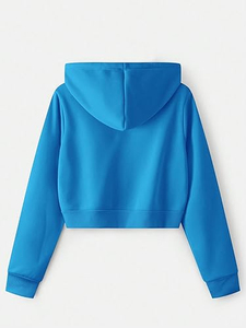 Hoodie court personnalisé pour femme – Sweat à capuche décontracté pour femme avec fermeture éclair, coupe oversize - Product Image 2