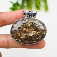 Pendentif en pierre de jaspe fait main, serti en argent sterling, style bohème vintage, bijoux unisexe