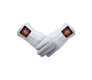 ถุงมือพิธีกรรมหนังแท้สีขาวพรีเมียมของอัศวินเทมพลาร์ ดีไซน์ลายปักสีดำ - Product Image 1