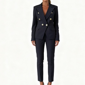 New style Slim Double-breasted Solid Color Suit <b>blazer</b> Pants Women's 2-piece <b>Set</b> new Fashion - Product Image 5