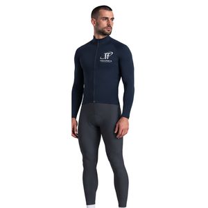 Maillot de Ciclismo de Manga Larga Azul Marino para Hombre, con Cierre Completo, de Alto Rendimiento, para Ciclismo de Carretera - Product Image 5