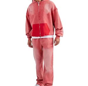 Custom Women's Acid Washed Heavyweight Sweatsuits 100% Cotton Windproof Oversized Hoodies and <b>Sweatpants</b> <b>Sets</b> embroidery logo - Product Image 6