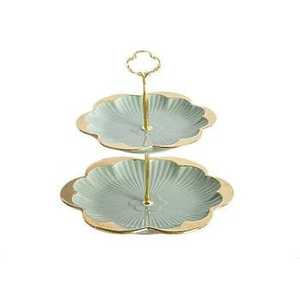 Designer Metal Pedestal Fruit Bowl Leaf <b>Edge</b> Decorative Serving Tray Centerpiece Display Stand for Dining Table Decor - Product Image 5