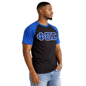 T-shirt Raglan en Chenille Bleu et Noir Phi Beta Sigma pour Hommes – Tissu Premium, Coupe Confortable, Vêtement de Fraternité Grecque, Tenue Décontractée - Product Image 3