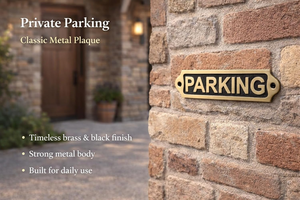 Vintage Brass Parking Door Sign Decorative Metal Parking <b>Name</b> <b>Plate</b> Wall Mounted Garage Parking Plaque for Home Office Building - Product Image 5