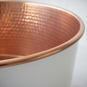 Baignoire en cuivre, extérieur blanc martelé, baignoire de luxe en cuivre, équipement de salle de bain, bain japonais traditionnel, décoration intérieure - Product Image 2