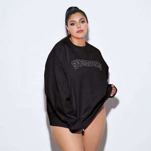 Plus Size Custom Embroidery Letter Logo <b>Back</b> Neck Women's Crew Neck <b>Drop</b> Shoulder Long Sleeve Oversized Polyester/Cotton - Product Image 4