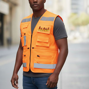 Gilet de sécurité réfléchissant de qualité supérieure avec fermeture éclair sur le devant et poches utilitaires pour vêtements de travail - Product Image 4