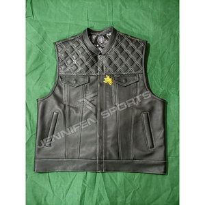 Gilet de moto classique en cuir véritable, court, respirant, coupe-vent, durable et élégant pour l'hiver - Product Image 1