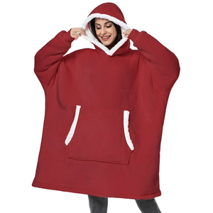 Everglide Corporation <b>Oversized</b> Wearable Cotton Blend Sherpa Lined <b>Blanket</b> Hooded Sweatshirt Soft Solid <b>Hoodie</b> Pullover Women - Product Image 1