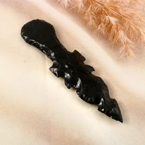 Cuchillo de Obsidiana Negra Natural Rafay Gemstone, Hecho a Mano, Hoja de Cristal Tallada, Artefacto de Energía Curativa, Coleccionable - Product Image 3