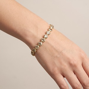 MOKU JEWELLERY Natural Green <b>Amethyst</b> Tennis <b>Bracelet</b> Gold Plated Brass Oval Bezel Set Handmade Adjustable Gemstone Anniversary - Product Image 4