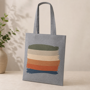 Recycled Cotton Tote Bag 225 GSM <b>Rainbow</b> Printed Grey Shopping Bag Custom Logo Promotional Wholesale OEM ODM Supplier Exporter - Product Image 6