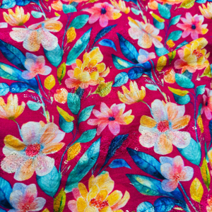 Premium 100% Cotton Twill Woven Brocade Fabric Wrinkle Resistant Eco-Friendly Soft Glossy Digital Floral Print Lightweight - Product Image 1