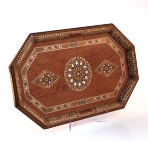 Morden Luxury Decorative Wooden Snack Serving Tray With <b>Printing</b> <b>Islamic</b> Ramadan Centerpiece for Dates Nuts Arabic Hospitalit - Product Image 3