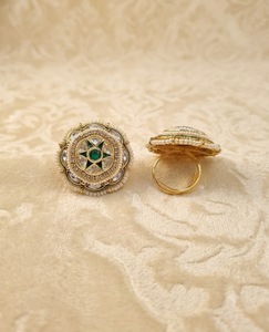 Wholesale Traditional Indian Bridal Kundan <b>Adjustable</b> <b>Ring</b> Gold Plated Round Finger <b>Ring</b> Fine Jewellery Ethnic Festive Wear <b>Ring</b> - Product Image 3