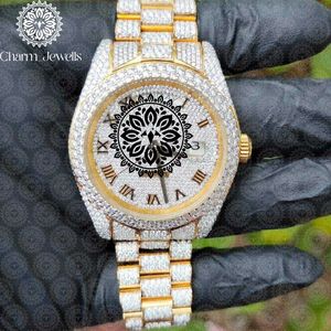 นาฬิกาข้อมือผู้ชายสุดหรู Charm_Jewells ขนาด 40 มม. ตัวเรือนสแตนเลสประดับเพชร ระบบอนาล็อกจักรกล แสดงวันที่ กันน้ำได้ 10 บาร์ - Product Image 1