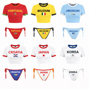 Conjunto de Bikini Personalizado para Mujer, Estampado con la Bandera Nacional de la Copa Mundial de Fútbol, Dos Piezas, Ropa de Playa para Fanáticas del Fútbol - Product Image 4