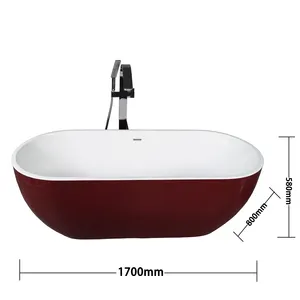 C6007 Hot sale bathtub wine red color soaking tub portable bathtub for adults
