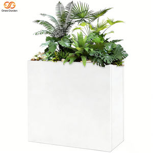 Pots de fleurs rectangulaires modernes en acier pour extérieur, finition peinte noir/blanc, pour jardin, pépinière et intérieur - Product Image 5