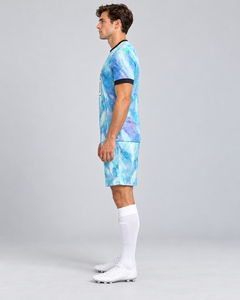 Conjunto de Uniforme de Fútbol Sublimado Personalizado, Camiseta y Pantalones Cortos con Estampado Azul Mármol, Equipación de Equipo Personalizada, Venta al Por Mayor OEM - Product Image 3