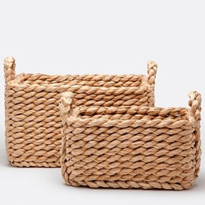Hot Selling Round/Rectangle Water hyacinth <b>basket</b> <b>with</b> <b>lid</b> Eco-Friendly Multifunction Picnic Flower Storage <b>Baskets</b> for sale - Product Image 5