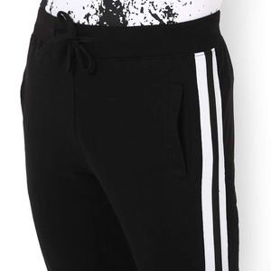 <b>Men's</b> Black Sweatpants With <b>White</b> Side Stripes Elastic Waist Casual Jogger <b>Pants</b> Breathable Knitted Fabric Autumn Wear - Product Image 5