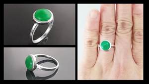 แหวนหยกเขียวแท้ เงินแท้ 925 เครื่องประดับนำโชคสำหรับผู้หญิง ของขวัญเรียบง่ายสำหรับเธอ - Product Image 5