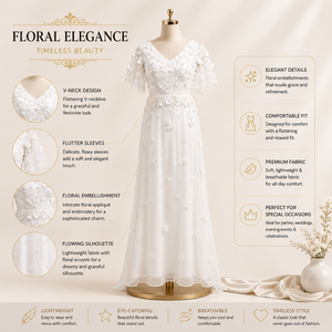 Luxury White Floral Embroidered Maxi Dress Elegant V Neck Lace Evening Gown Wedding Party Formal Bridesmaid Long Dress for Women - Product Image 3