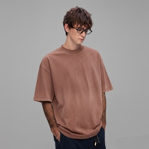 T-shirt pour homme en coton 100% style vintage délavé à l'acide avec logo personnalisé - Product Image 5