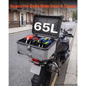 Top Case Moto 45L-80L Universel en Aluminium Rigide Étanche Détachable Sécurisé - Product Image 3