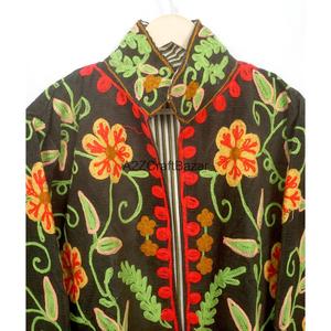 Handmade Women's Vintage Embroidered <b>Mandarin</b> <b>Collar</b> Cotrise Nonwoven Summer <b>Jacket</b> Regular Length Eco-Friendly Breathable Quick - Product Image 2