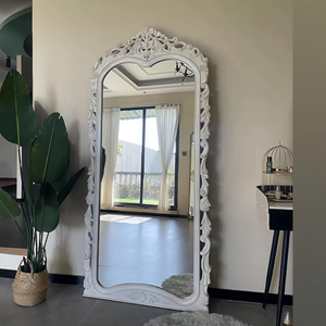 Espejo Decorativo de Pared de Madera, Estilo Bohemio, Decoración de Baño con Marco de Espejo con Diseño de Flor Retorcida, Acento Floral para Sala de Estar - Product Image 1