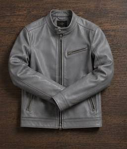 Unisex PU Leather <b>Quilted</b> Moto Jacket Mandarin Collar Zipper Closure Regular Fit Solid Color Winter Wear Discharge Front - Product Image 3