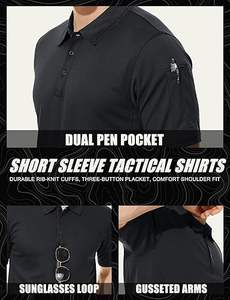 Camisa para Hombre, 100% Algodón, Secado Rápido, Transpirable, Manga Corta, Estilo Táctico, Tejido Piqué, Camisa de Golf - Product Image 5