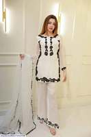 Ensemble Salwar Kameez en Soie Brodé Ethnique pour Femme HS, Coupe Ajustée, Motif Floral, Kurta Extensible, Pantalon et Dupatta, Tenue Quotidienne Modeste