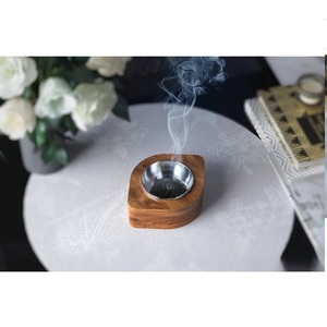 Premium Hourglass Silhouette Wood Bakhoor Burner Woven Thread Waist Metal <b>Mesh</b> Lid Holder - Product Image 5