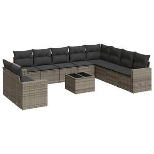 Conjunto de Sofás de Jardín de Ratán Gris, 8 Plazas, Resistente a la Intemperie, Muebles de Exterior de Diseño Contemporáneo - Product Image 2