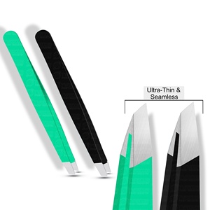 Premium Anti-Rust Steel Eyebrow Tweezers Wide <b>Grip</b> Slanted Pointed Tip <b>Hair</b> Remover for Beauty Use Available in Bulk - Product Image 1