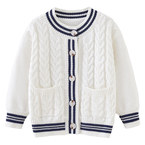 Cardigan en tricot de coton pour garçons, boutonné sur le devant, à manches longues, haut décontracté, personnalisable OEM, tricot confortable pour garçons - Product Image 5