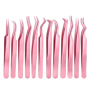 ชุดแหนบต่อขนตาสแตนเลสสีชมพู ปลายแหลมแม่นยำสำหรับการต่อขนตา - Product Image 1