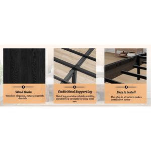 Base letto matrimoniale in legno grande e silenziosa con testiera, facile da montare, senza bisogno di rete a molle, con contenitore - Product Image 5