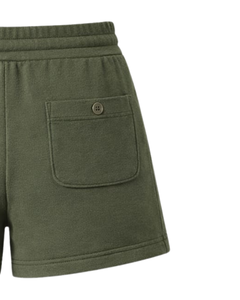 Custom Olive Green Women Sweat Shorts Cotton Fleece Elastic Waist <b>Drawstring</b> Gym Casual Summer Shorts OEM Manufacturer Supplier - Product Image 6