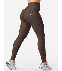 Leggings de yoga décontractés élastiques pour femmes, couleur unie, logo personnalisable, respirants, séchage rapide – Meilleures ventes 2025 - Product Image 4
