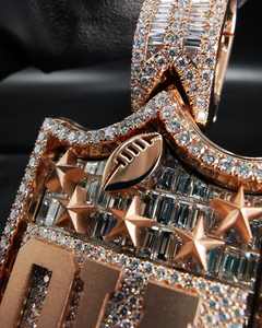 Pendentif Football Iced Out, Pendentif Bouclier de Championnat, Bijoux Hip Hop, Pendentif Diamant Moissanite, Pendentif en Argent Sterling 925 - Product Image 5