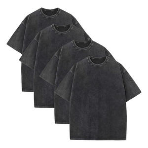 T-shirt oversize pour homme en coton délavé style streetwear, col rond, vintage, décontracté, tendance - Product Image 2